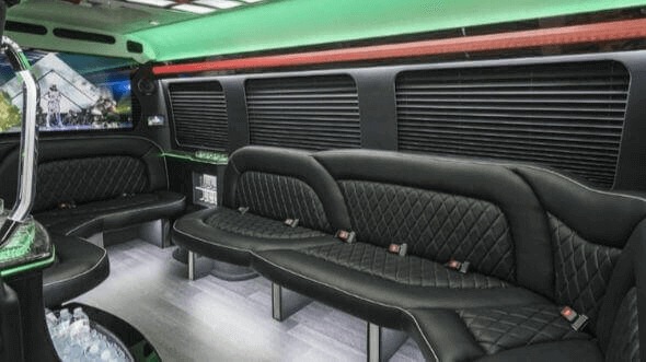 Interior of Waco Party Bus Company's 14 Passenger Sprinter Limousine in Waco