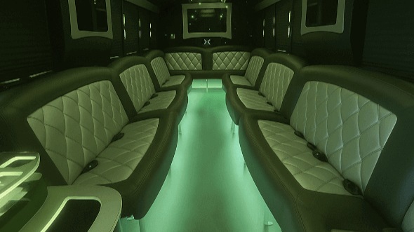Interior of Waco Party Bus Company's 20 Passenger Party Bus in Georgetown