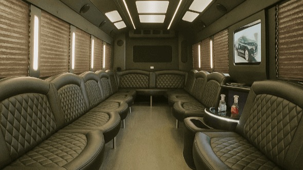 Interior of Waco Party Bus Company's 25 Passenger Party Bus in Temple