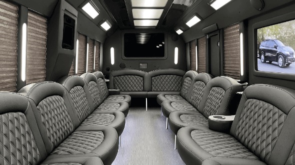 Interior of Waco Party Bus Company's 28 Passenger Party Bus in Georgetown