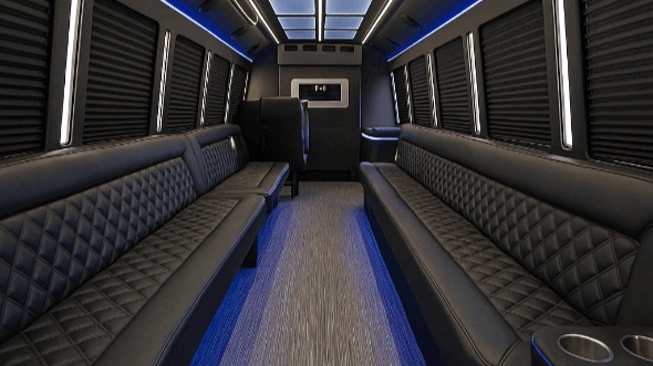 Interior of Waco Party Bus Company's 28 Passenger Party Bus in Round Rock
