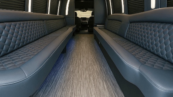Interior of Waco Party Bus Company's 30 Passenger Party Bus in Bryan