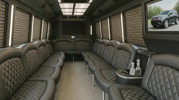 Interior of Waco Party Bus Company's 30 Passenger Party Bus in Georgetown
