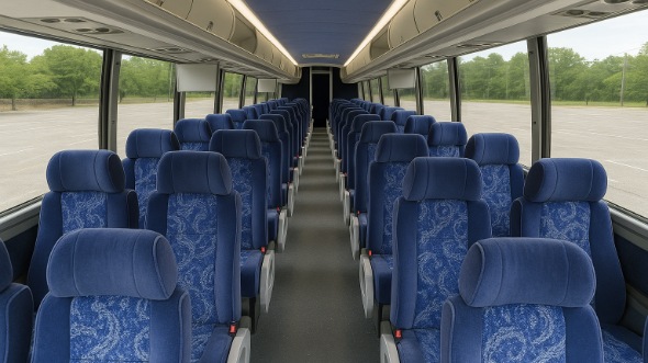 Interior of Waco Party Bus Company's 40 Passenger Charter Bus in Waco