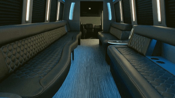Interior of Waco Party Bus Company's 40 Passenger Party Bus in Mansfield