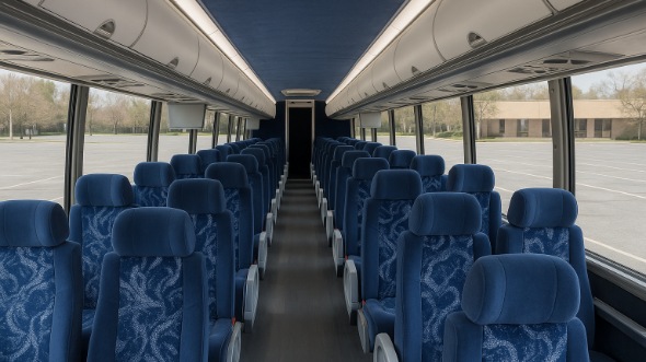 Interior of Waco Party Bus Company's 47 Passenger Charter Bus in Waco