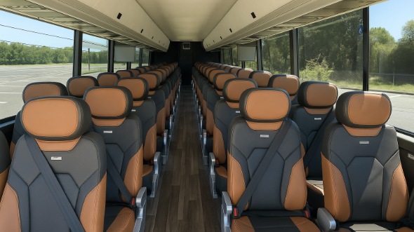Interior of Waco Party Bus Company's 48 Passenger Charter Bus in Waco