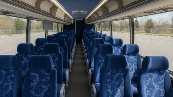 Interior of Waco Party Bus Company's 51 Passenger Charter Bus in Waco