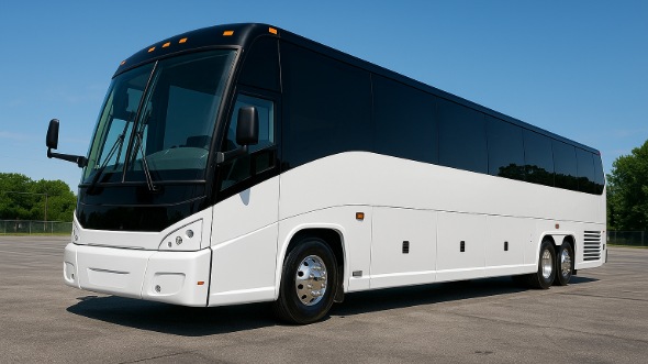 Exterior of Waco Party Bus Company's 56 Passenger Charter Bus in Waco