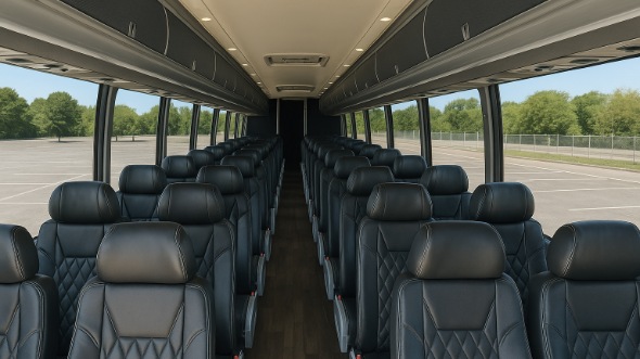 Interior of Waco Party Bus Company's ADA Charter Bus in Waco